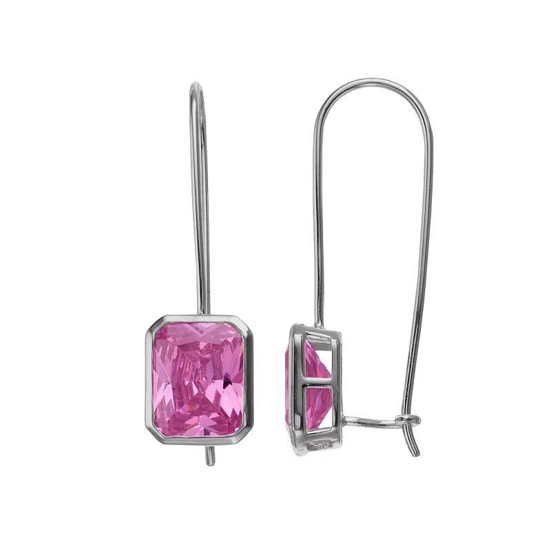 Rosabella Sterling Silver Pink Cubic Zirconia Drop Earrings, Womens Product Image