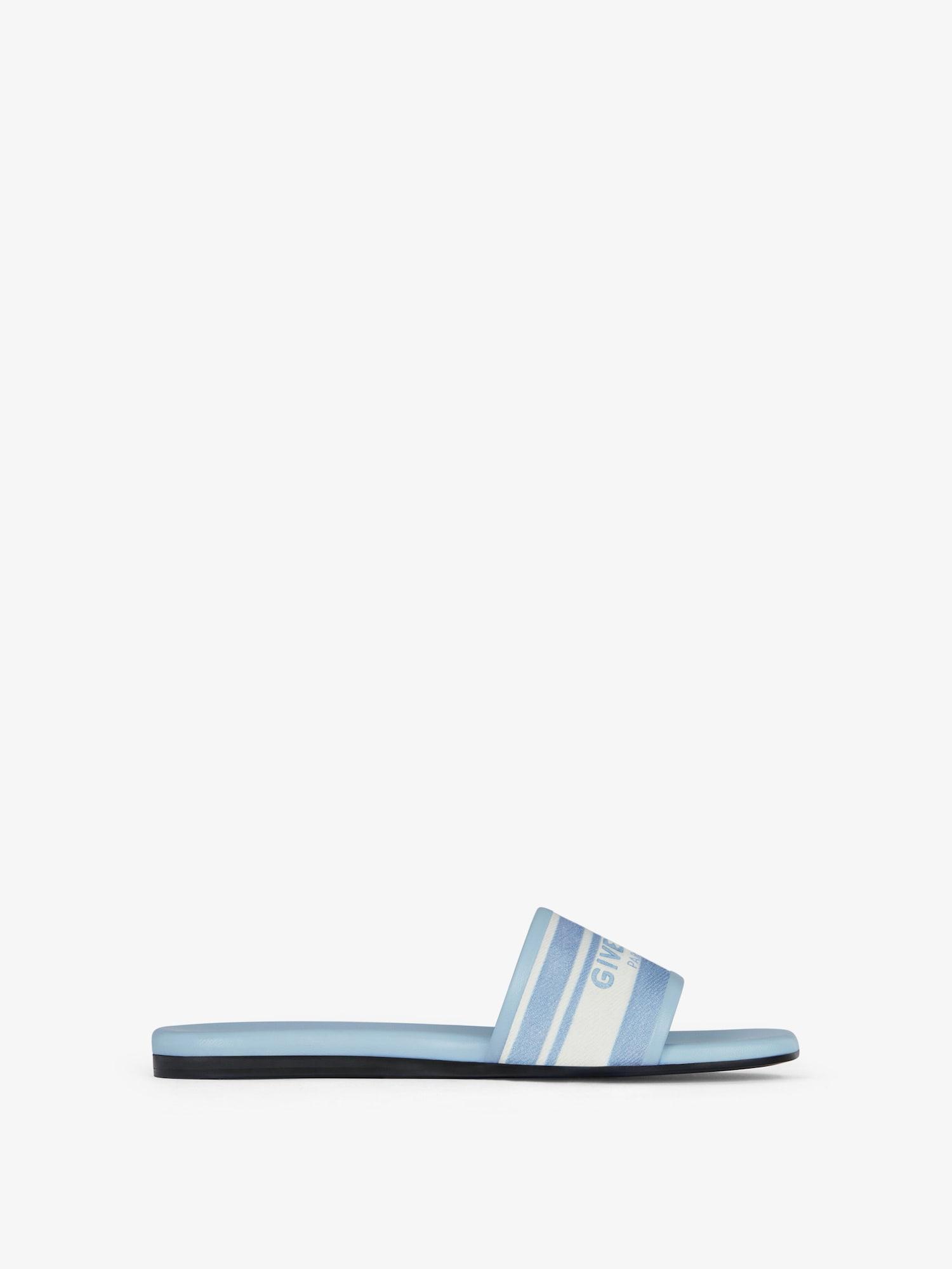 4G flat mules in denim with stripes Product Image