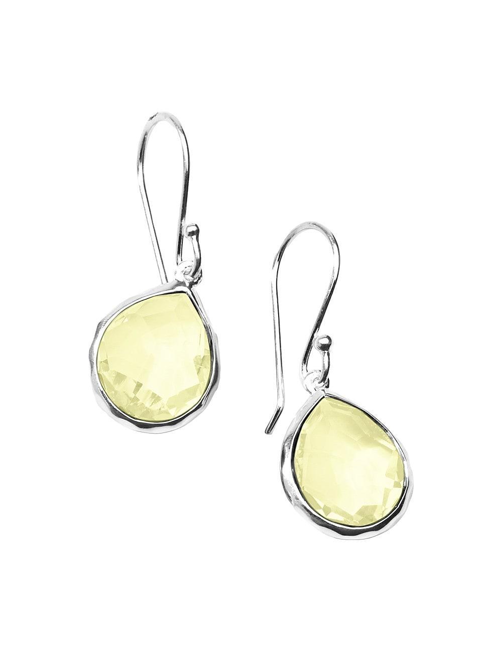 Womens Rock Candy Mini Teardrop Sterling Silver & Lemon Citrine Earrings Product Image