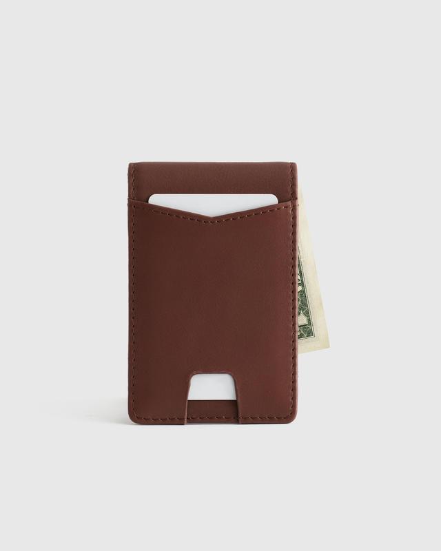 Mens Italian Leather Money-Clip Wallet in Chocolate Brown by Quince Product Image