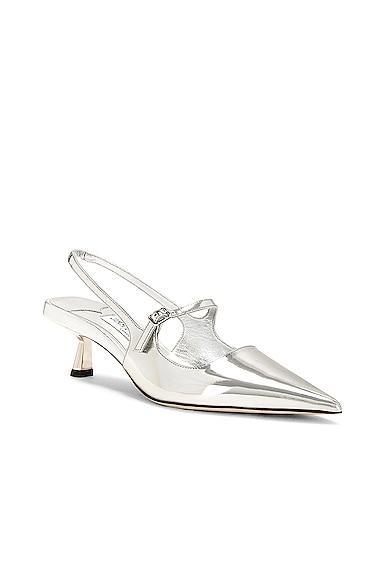 Jimmy Choo Didi 45 Metal Leather Slingback Pump in Metallic Silver Product Image