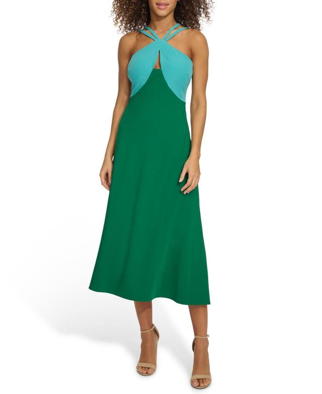 Siena Womens Strappy Colorblocked A-Line Midi Dress Product Image