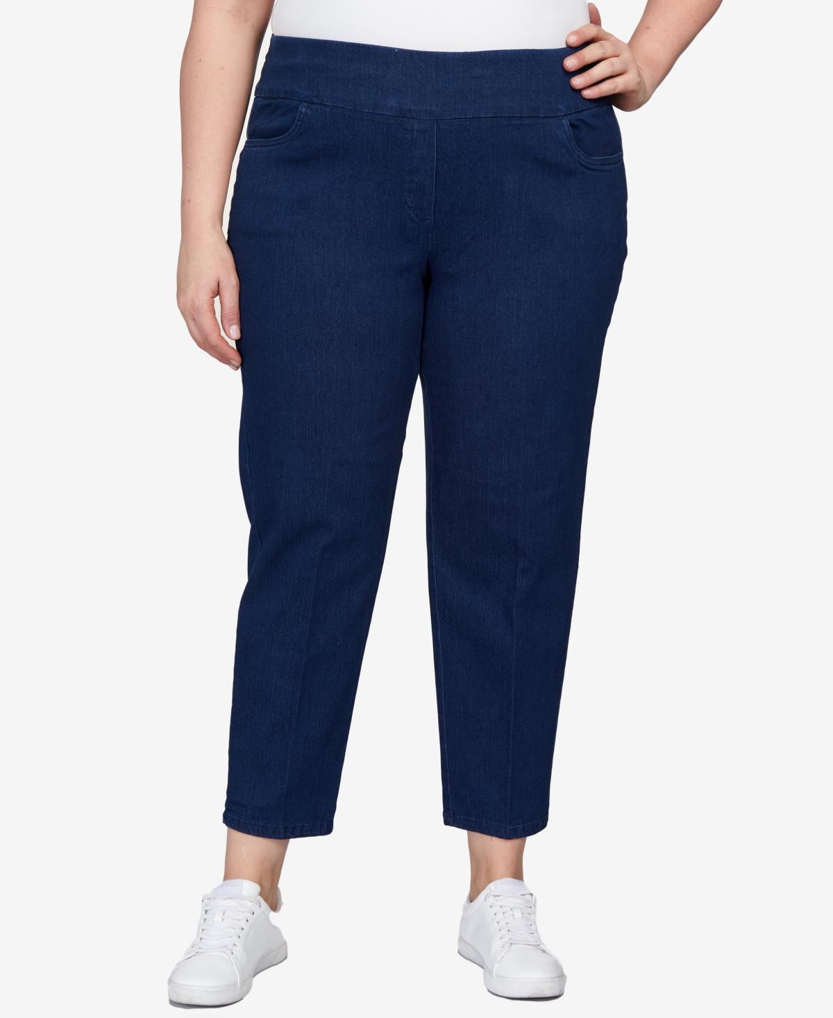 Plus Size Alfred Dunner Classics Pull-On Straight-Leg Denim Pants, Womens Product Image