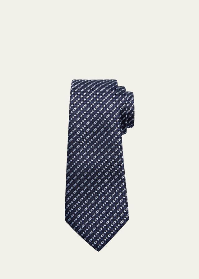 Mens Silk Jacquard Geometric Stripe Tie Product Image