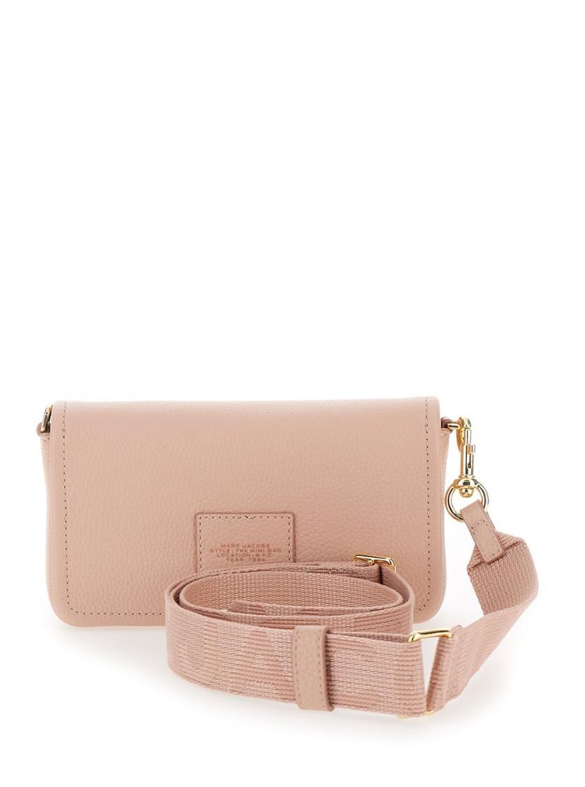 MARC JACOBS The Mini Bag Pink Crossbody Bag With Logo Detail In Hammered Leather Woman Product Image