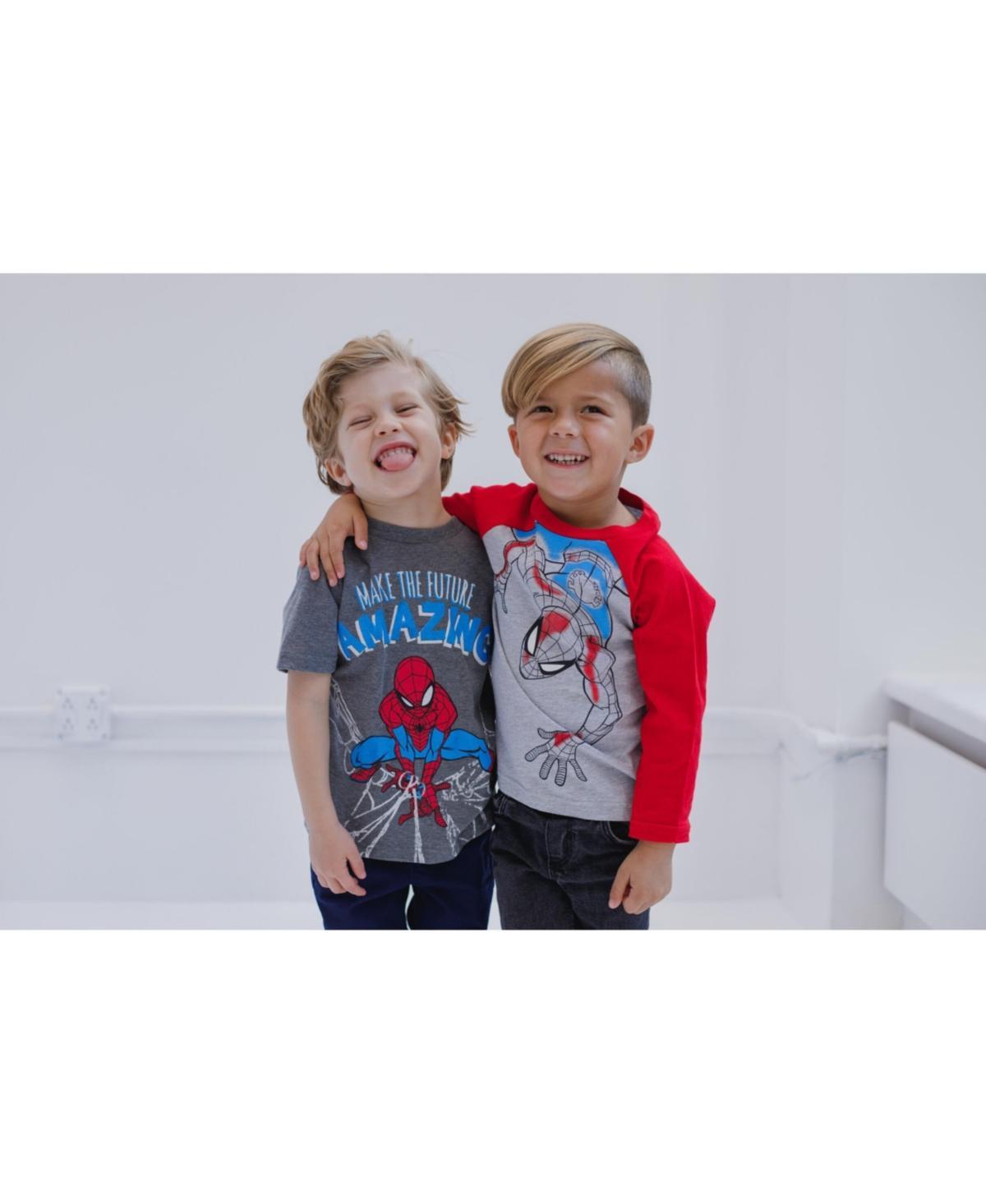 Marvel Toddler Boys Avengers Spider-Man Iron Man Captain America Hulk Black Panther Miles 2 Pack Long Sleeve T-Shirts to Product Image