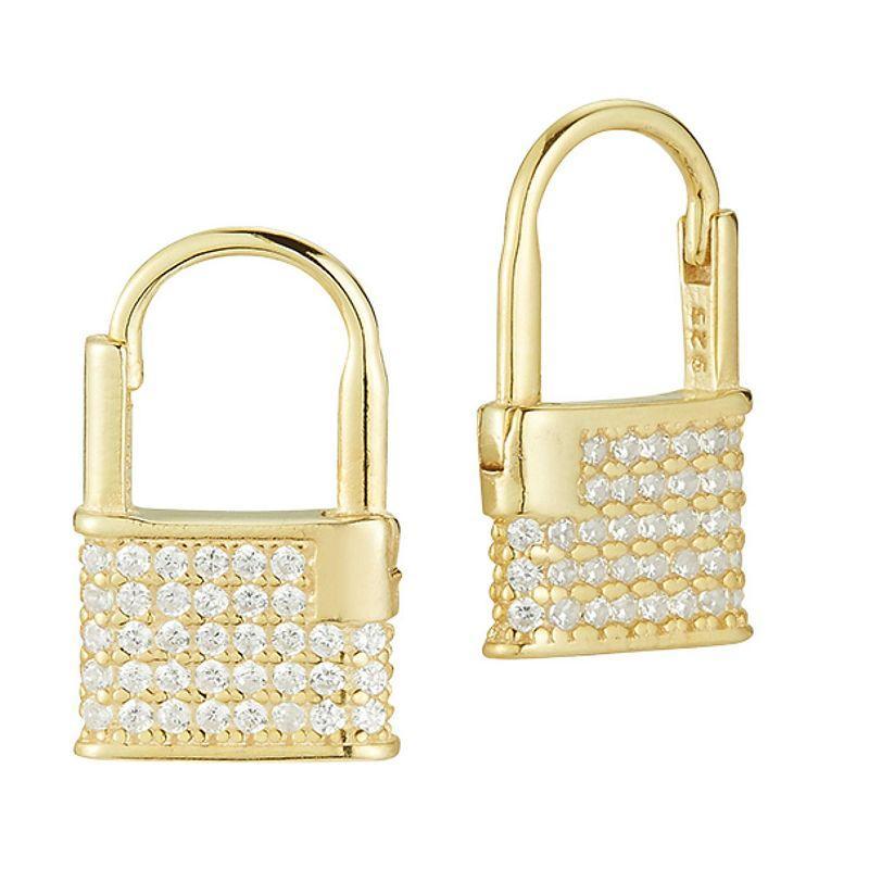 Sunkissed Sterling Cubic Zirconia Padlock Earrings, Womens, Gold Tone Product Image