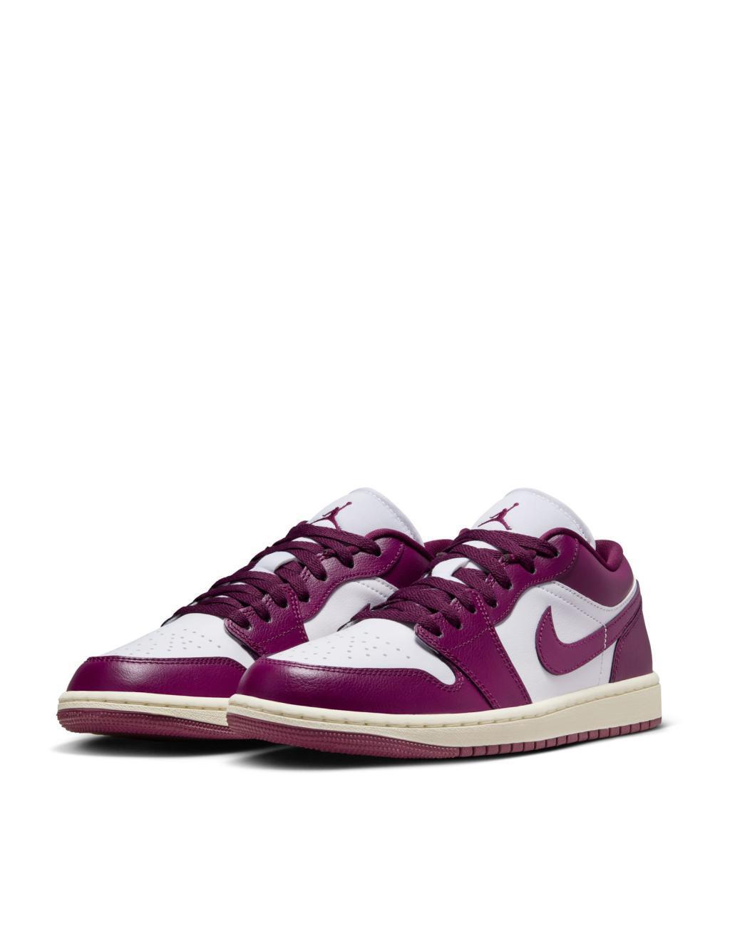 Nike Air Jordan 1 Low sneakers in white and burgundy  Product Image