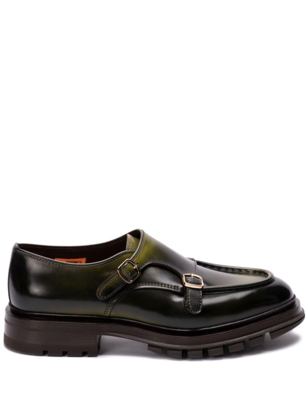 SANTONI `emric` Buckled Loafers In Green Product Image