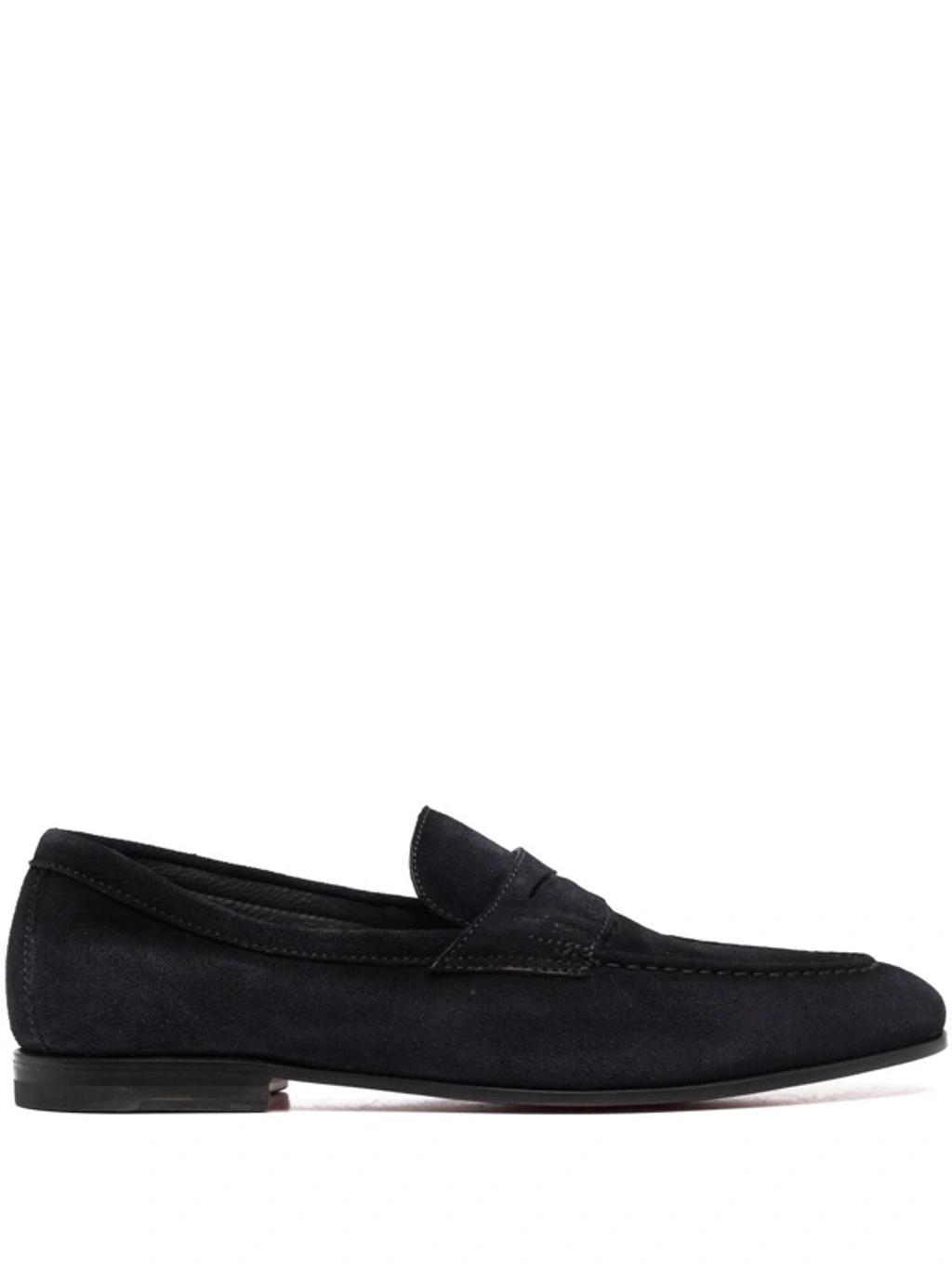 SANTONI Stitched Slip On Loafers In Black Product Image