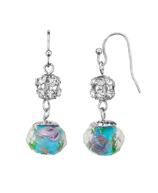 1928 Bead & Simulated Crystal Drop Earrings, Womens, Blue Product Image