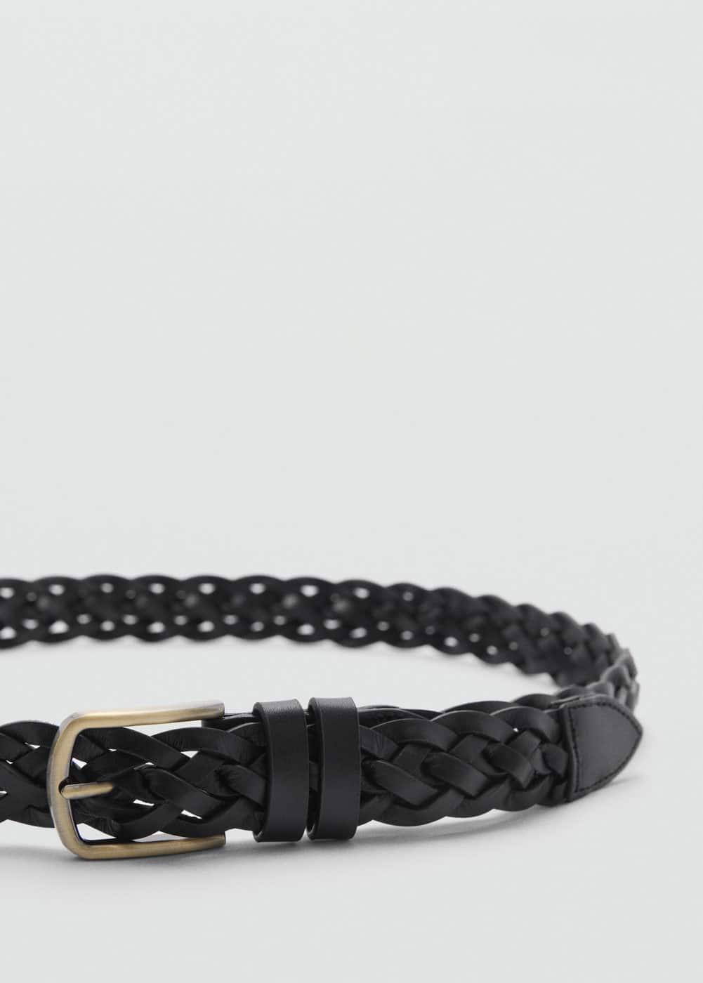 MANGO MAN - 100% braided leather belt blackMen Product Image