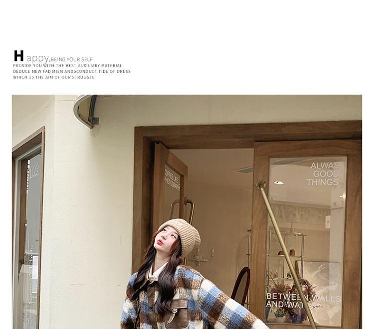 Collared Plaid Button-Up Jacket Product Image