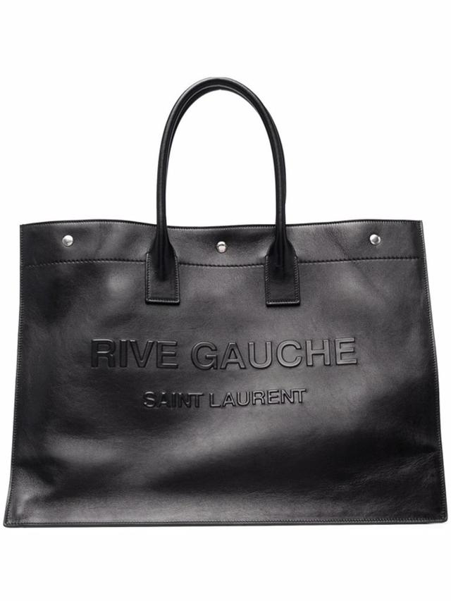 SAINT LAURENT Rive Gauche Leather Tote Bag In Black Product Image