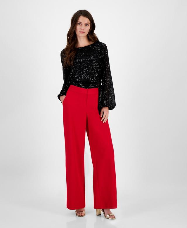 Tahari Asl Womens Wide-Leg Mid-Rise Pants Product Image