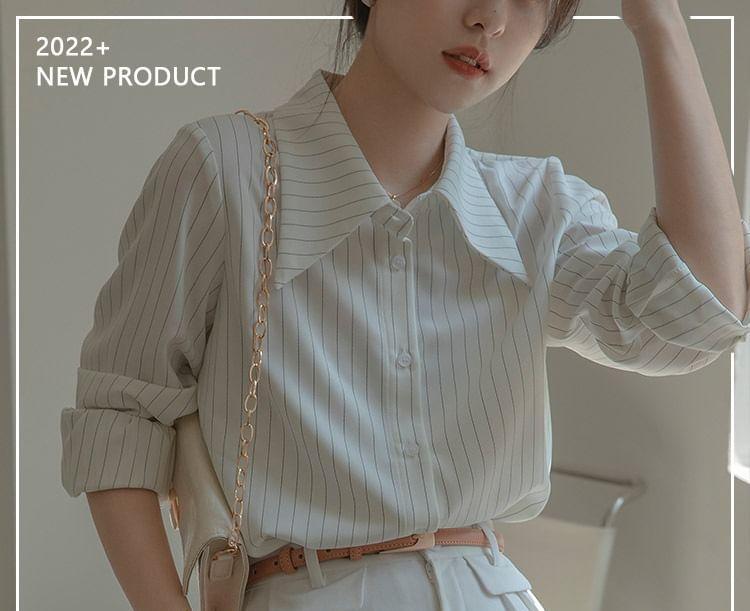 Long-Sleeve Striped Shirt Product Image