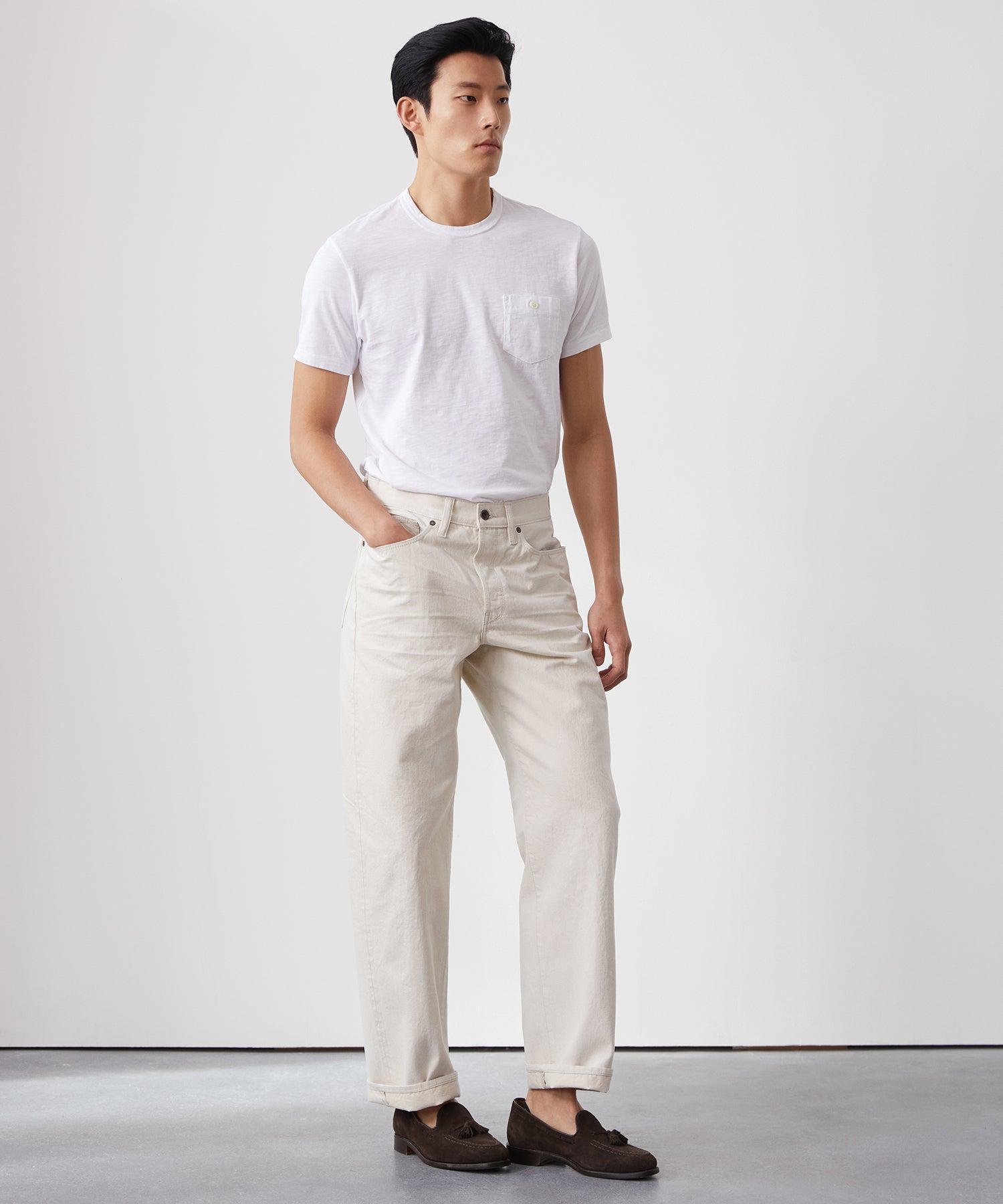 Made in L.A. Homespun Slub Pocket T-Shirt in White Product Image