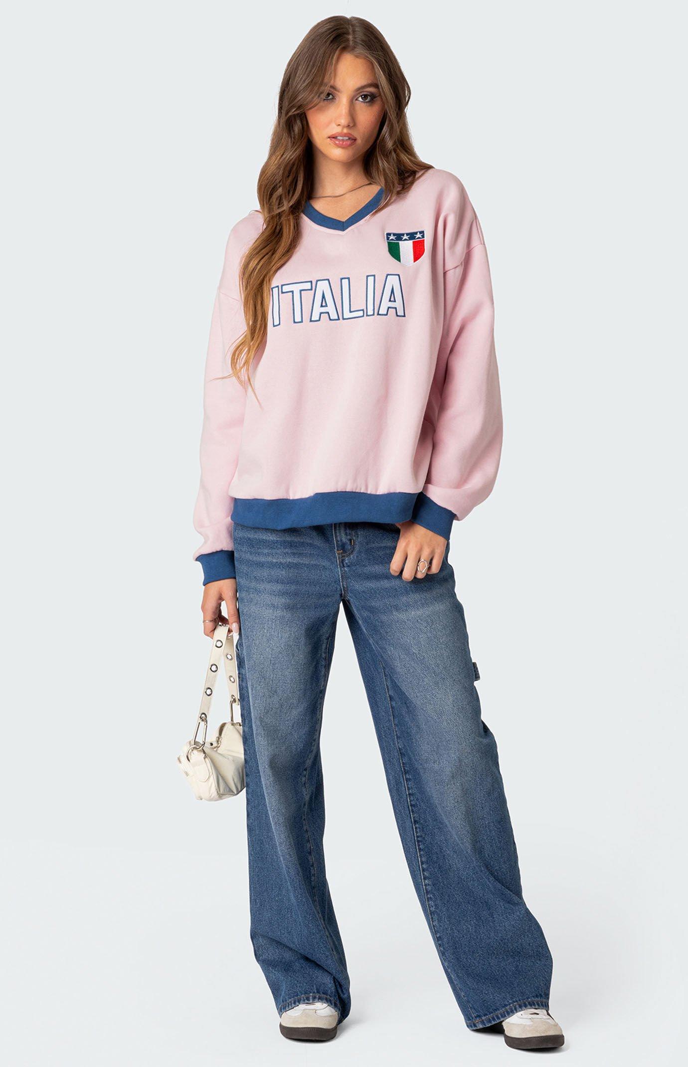 Edikted Womens Italy Oversized Sweatshirt - Pinkmall Product Image