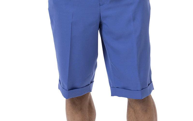 Royal Blue 2 Piece Short Sleeve Walking Suit Argyle Pattern with Shorts Product Image