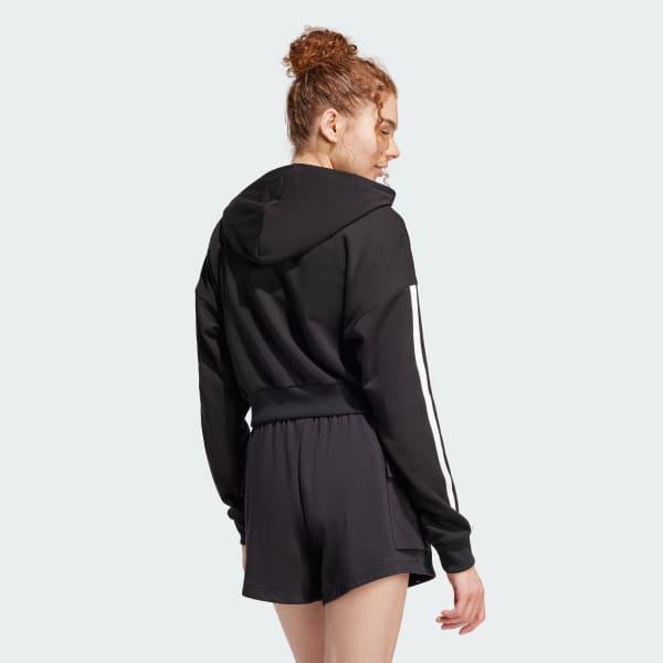 Essentials 3-Stripes French Terry Crop Hoodie Product Image