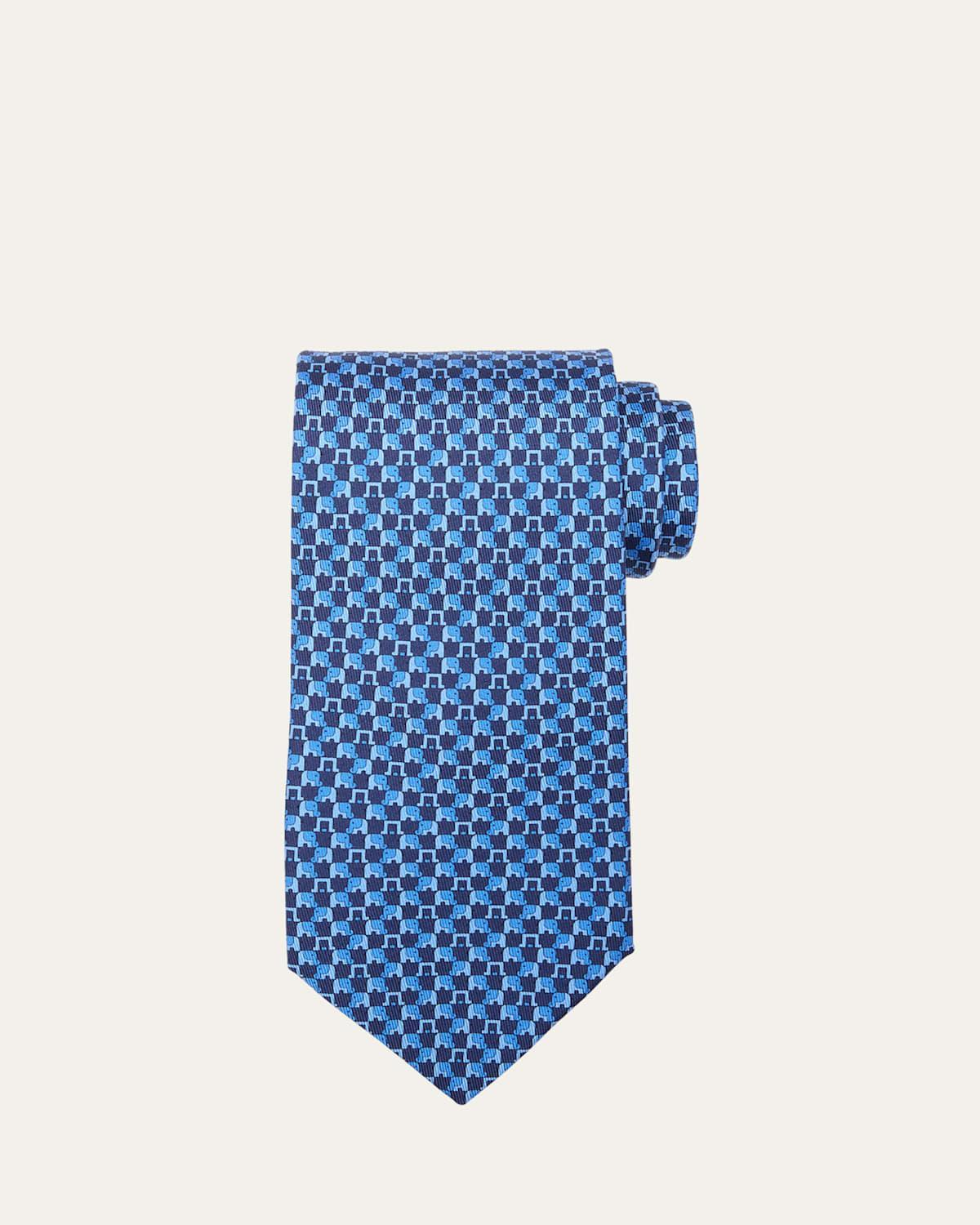 Mens Elephant Gancini Silk Tie Product Image