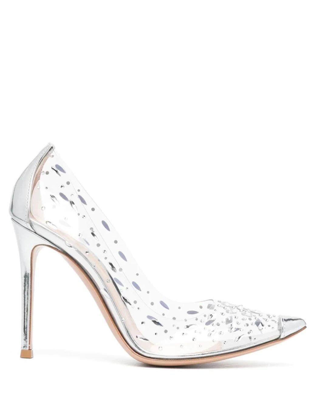 105 Metallic Leather-trimmed Crystal-embellished Pvc Pumps In Silver Trasp product image