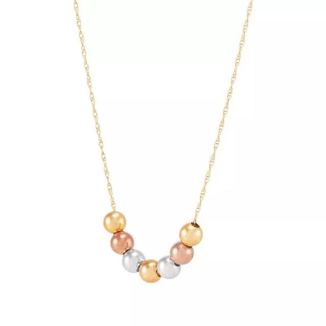 Everlasting Gold Tri-Tone 10k Gold Bead Necklace, Womens 10k  Tone Product Image