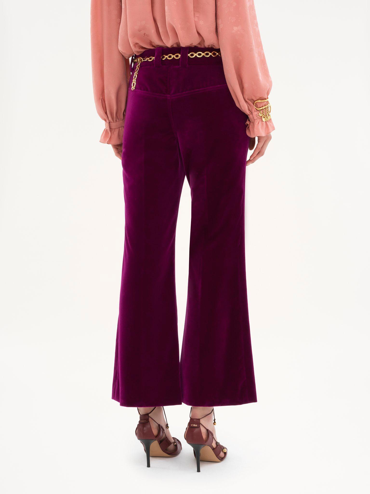 Cropped bootcut pants in velvet Product Image