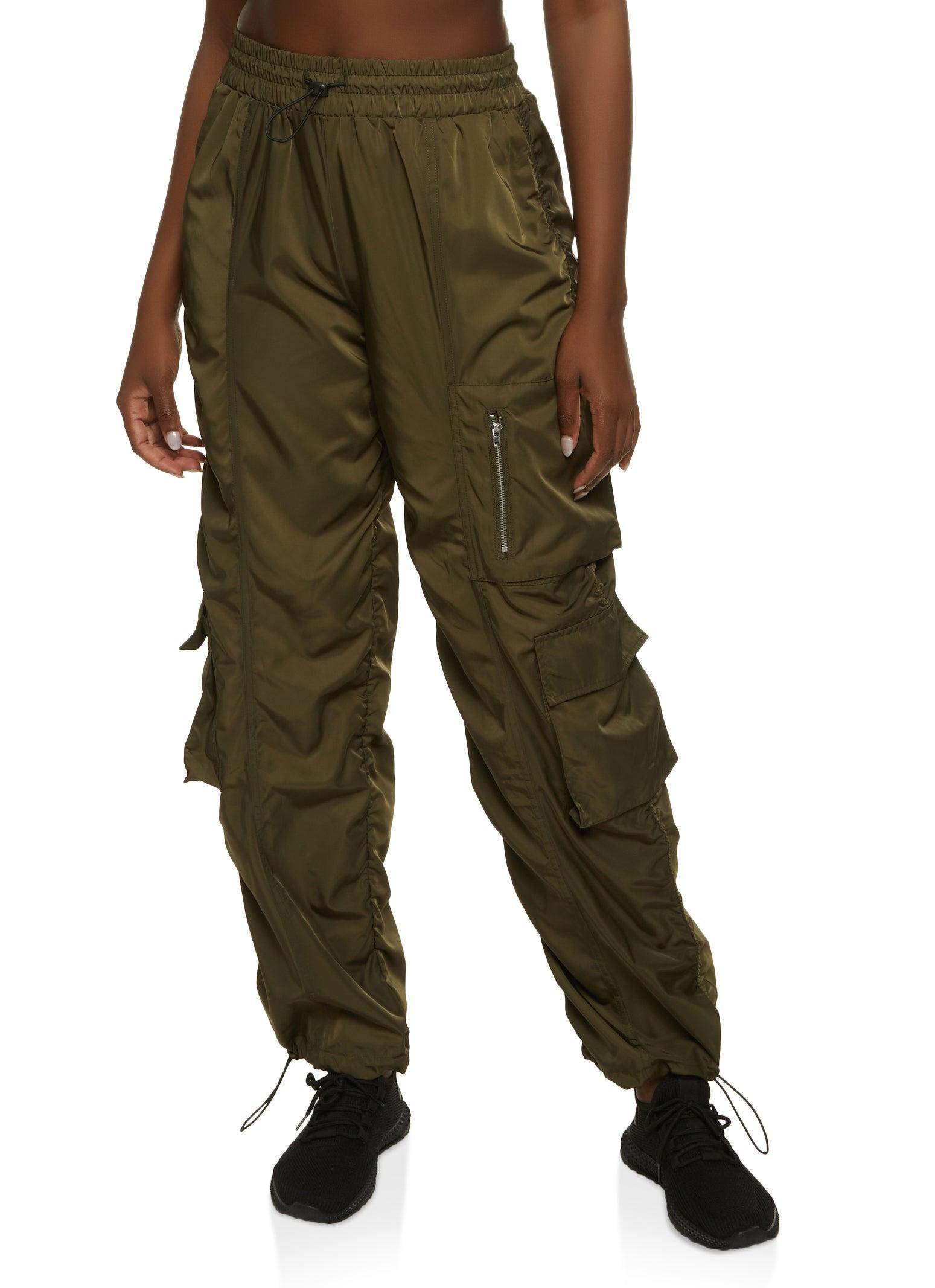 Womens Zip Pocket Detail Parachute Cargo Pants Product Image