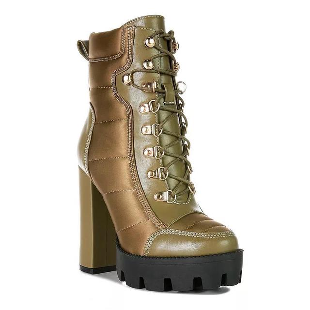 London Rag Scotch Womens Block Heel Ankle Boots Green Product Image