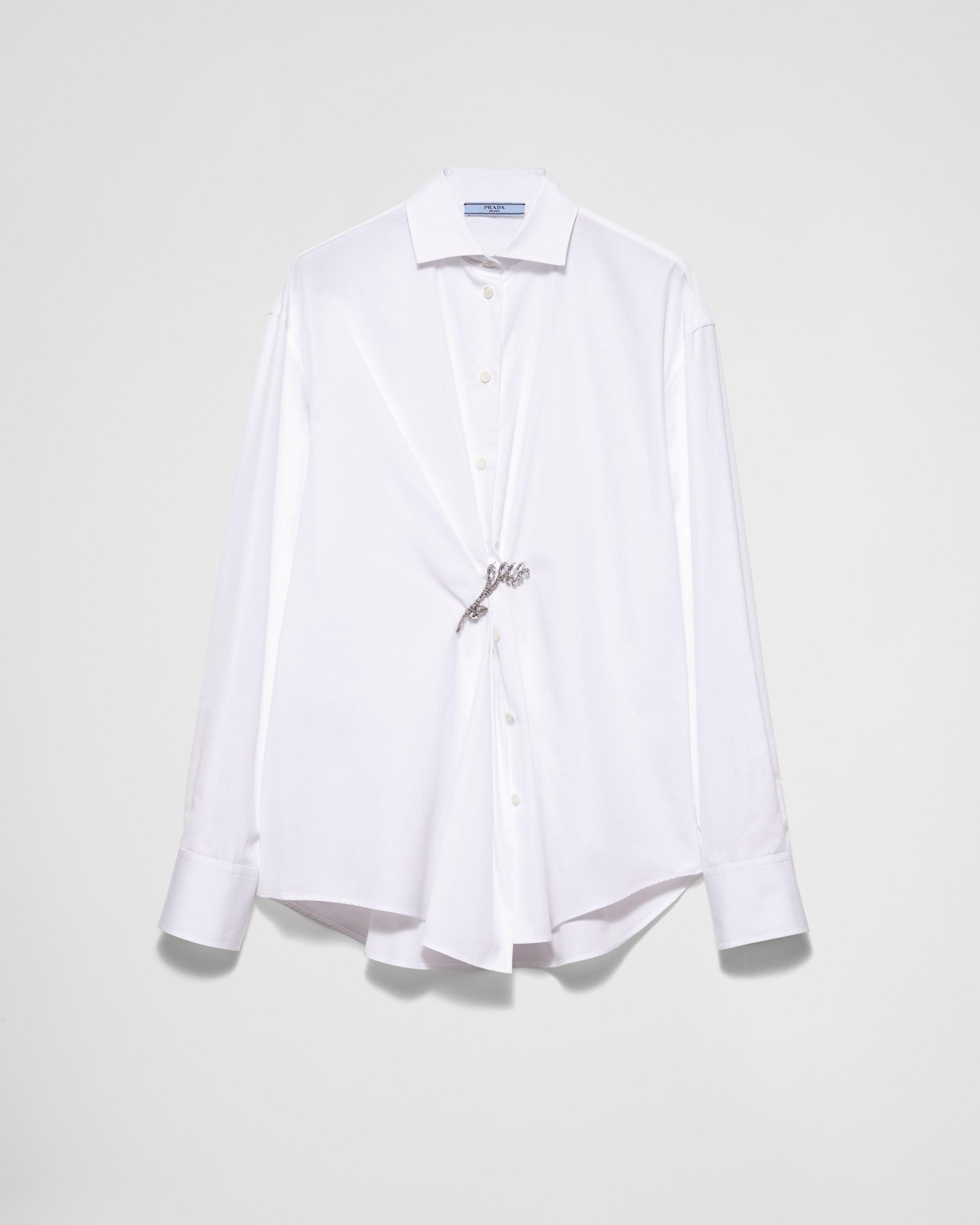 Poplin shirt with crystal brooch Product Image