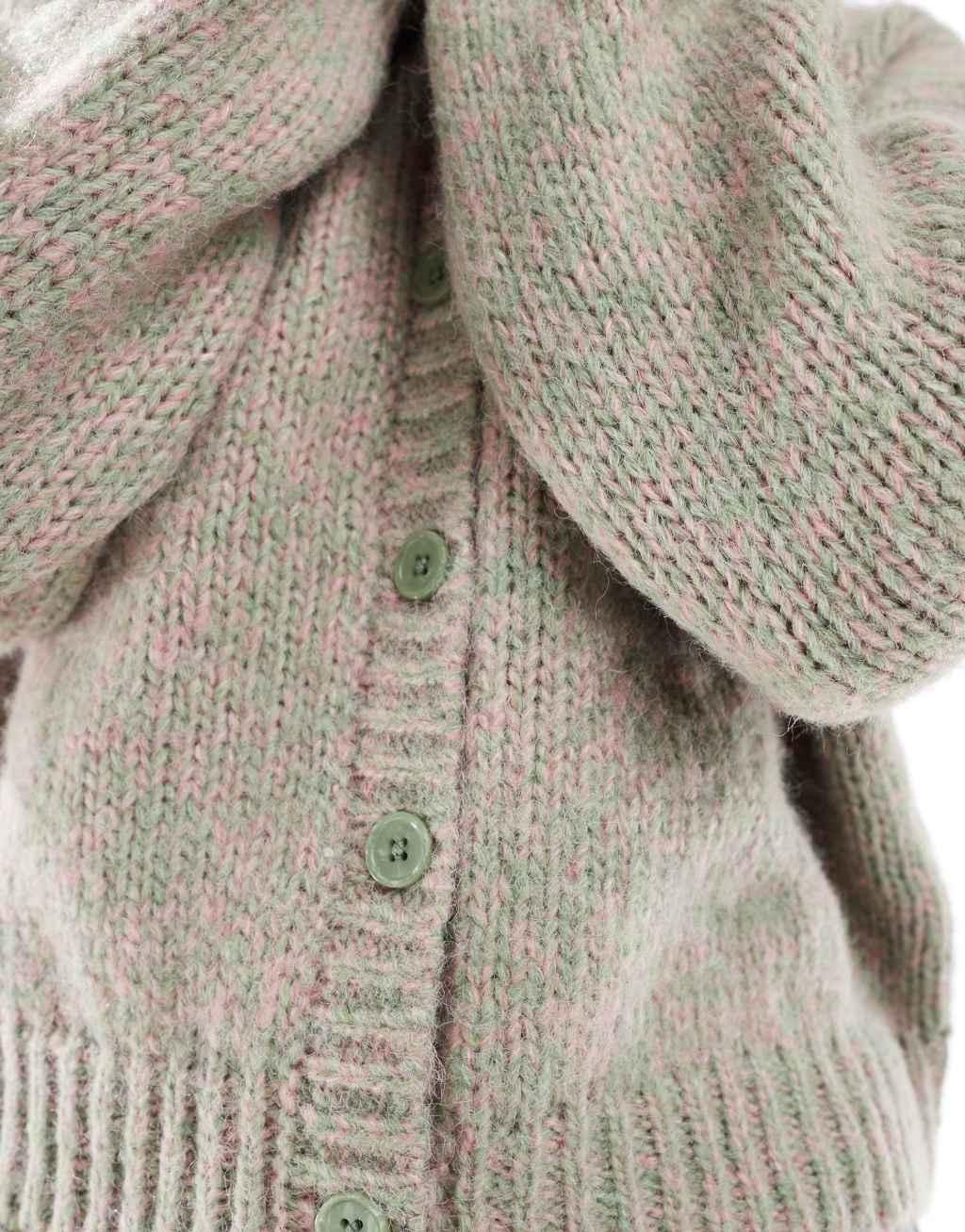 Stradivarius multicolored chunky cardigan in pink & green Product Image