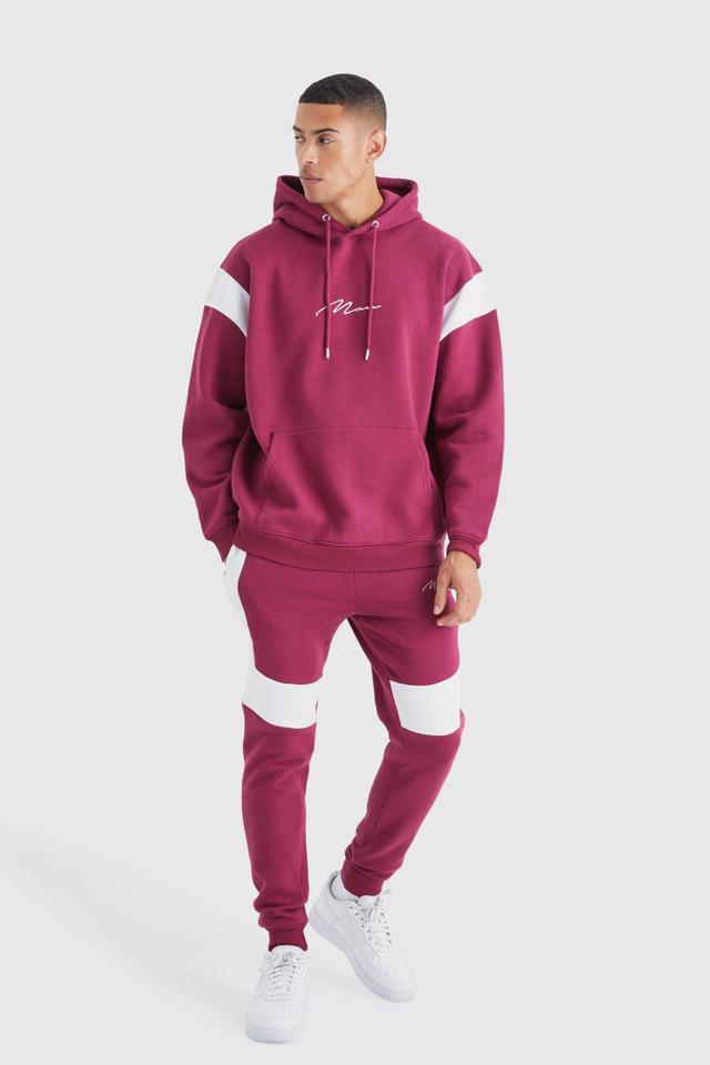 Oversized Man Colour Block Hooded Tracksuit | boohooMAN USA Product Image