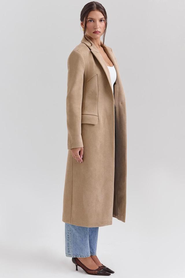 Remi Camel Single Breasted Long Coat Product Image