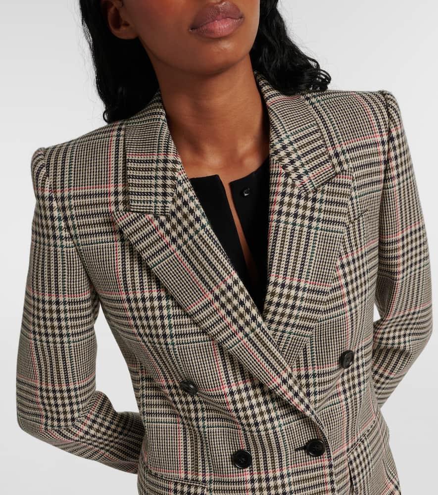 CHLOÉ Prince Of Wales Wool Double-breasted Blazer In Multicoloured 1 Product Image