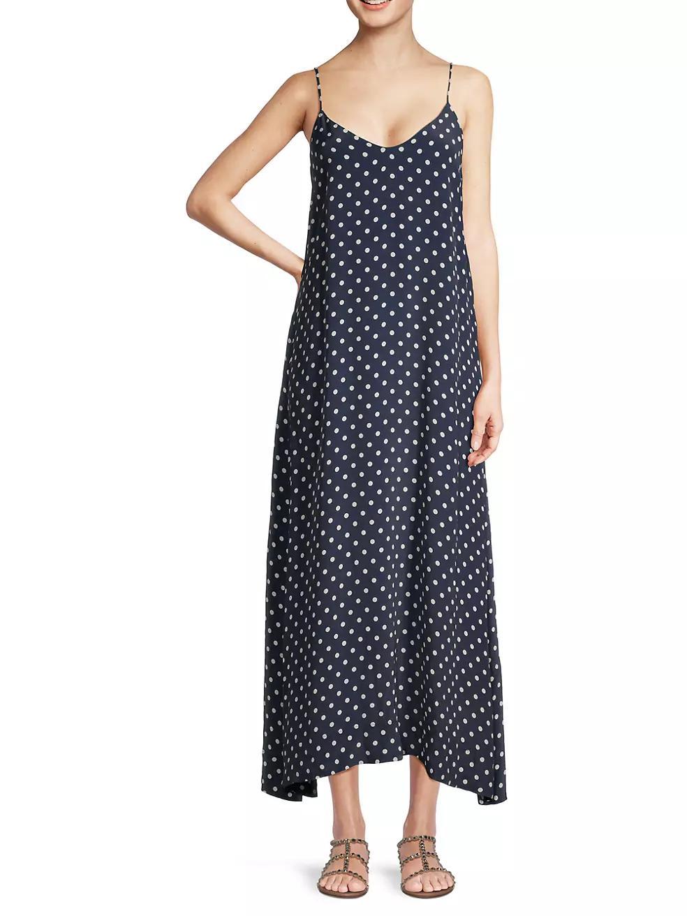 Reva Polka Dot Silk-Blend Midi Slipdress Product Image