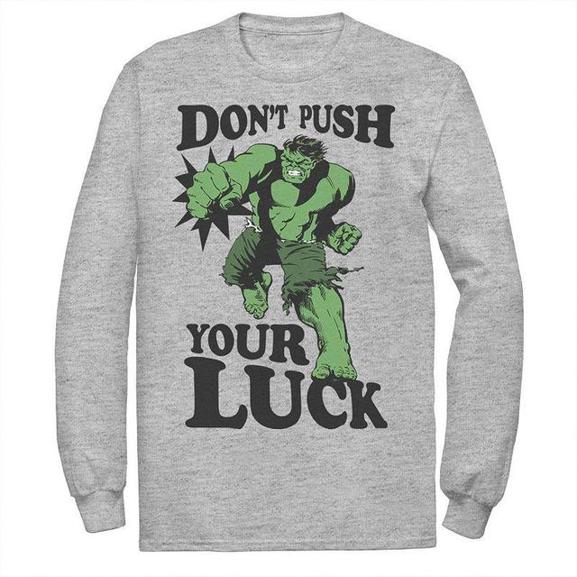 Mens Marvel The Hulk Dont Push Your Luck Tee Athletic Grey Product Image