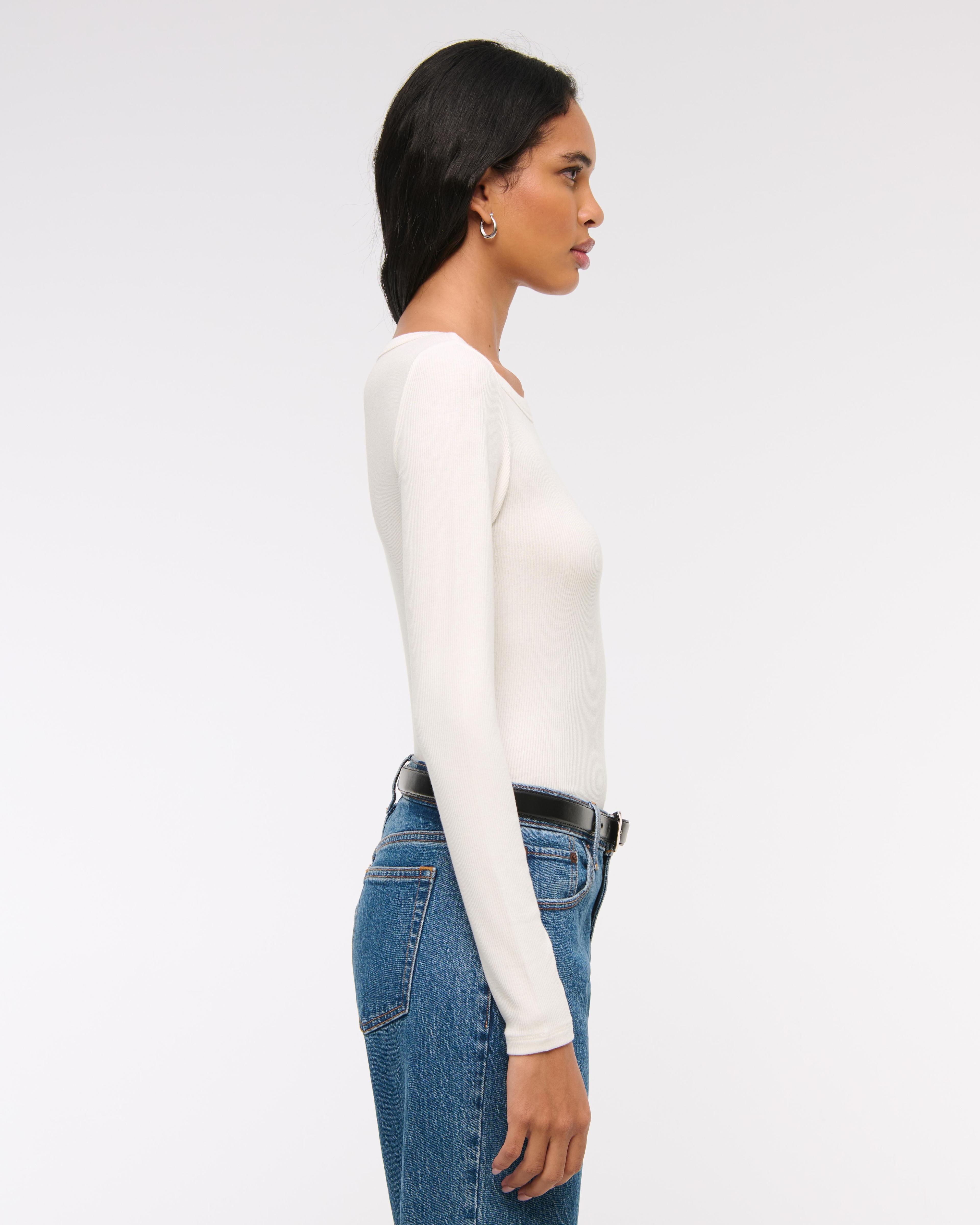 Long-Sleeve Boatneck Featherweight Rib Top Product Image