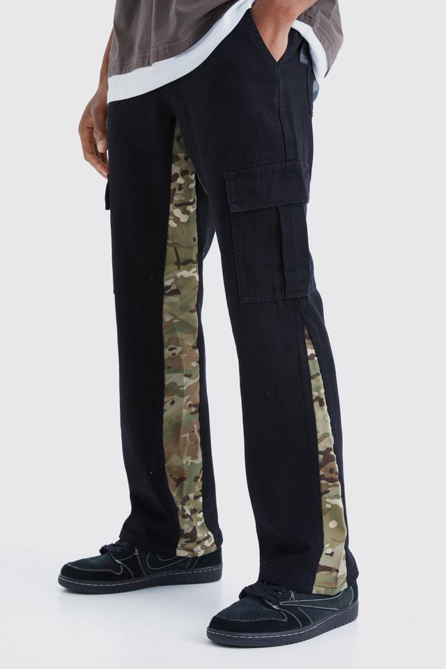 Straight Leg Camo Gusset Cargo Trouser | boohooMAN USA Product Image