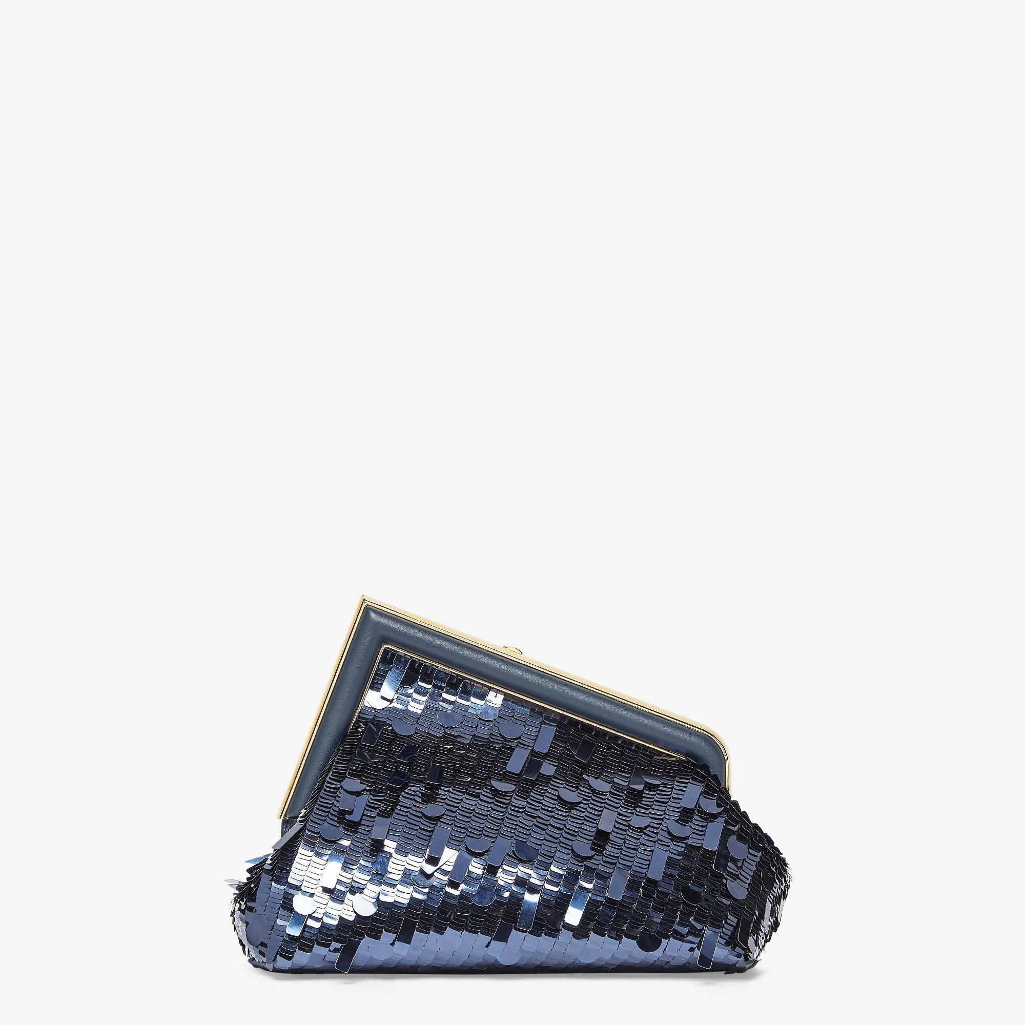 Fendi First SmallBag embroidered with blue sequins Product Image