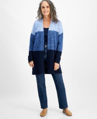 Women's Open-Front Colorblocked Cardigan, Created for Macy's Product Image