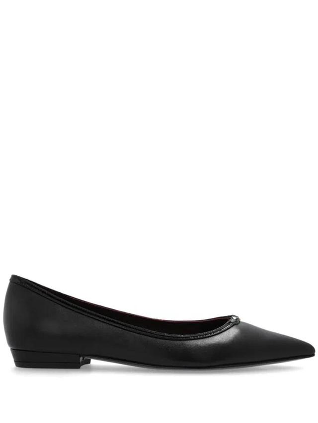 TORY BURCH Double T Buckle Pointed Toe Flat In Black Product Image