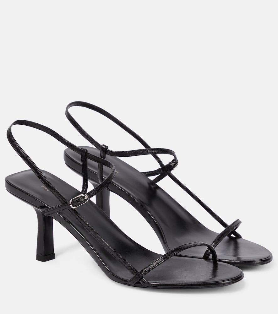 Bare Mid-heel Leather Slingback Sandals In Black Product Image