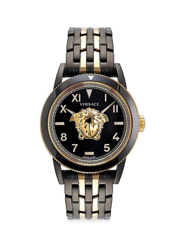 Mens Unisex V-Palazzo Medusa Ion-Plated Goldtone & Diamond Watch Product Image