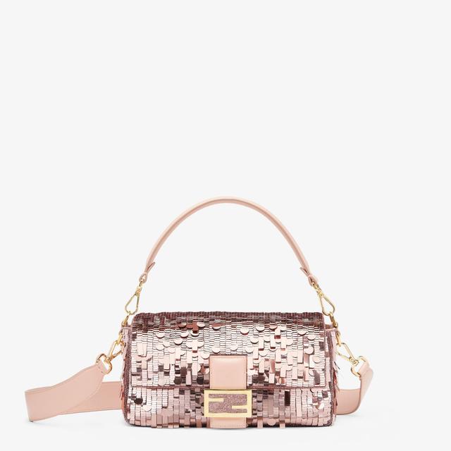 BaguettePink sequin and leather bag Product Image