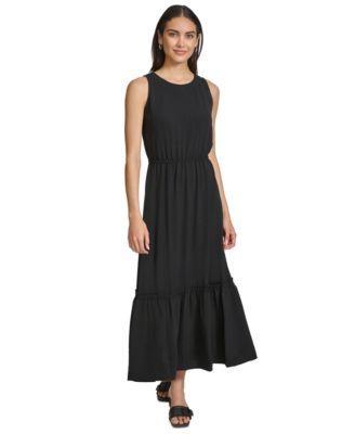 Women's Cinched-Waist Ruffled-Hem Maxi Dress Product Image