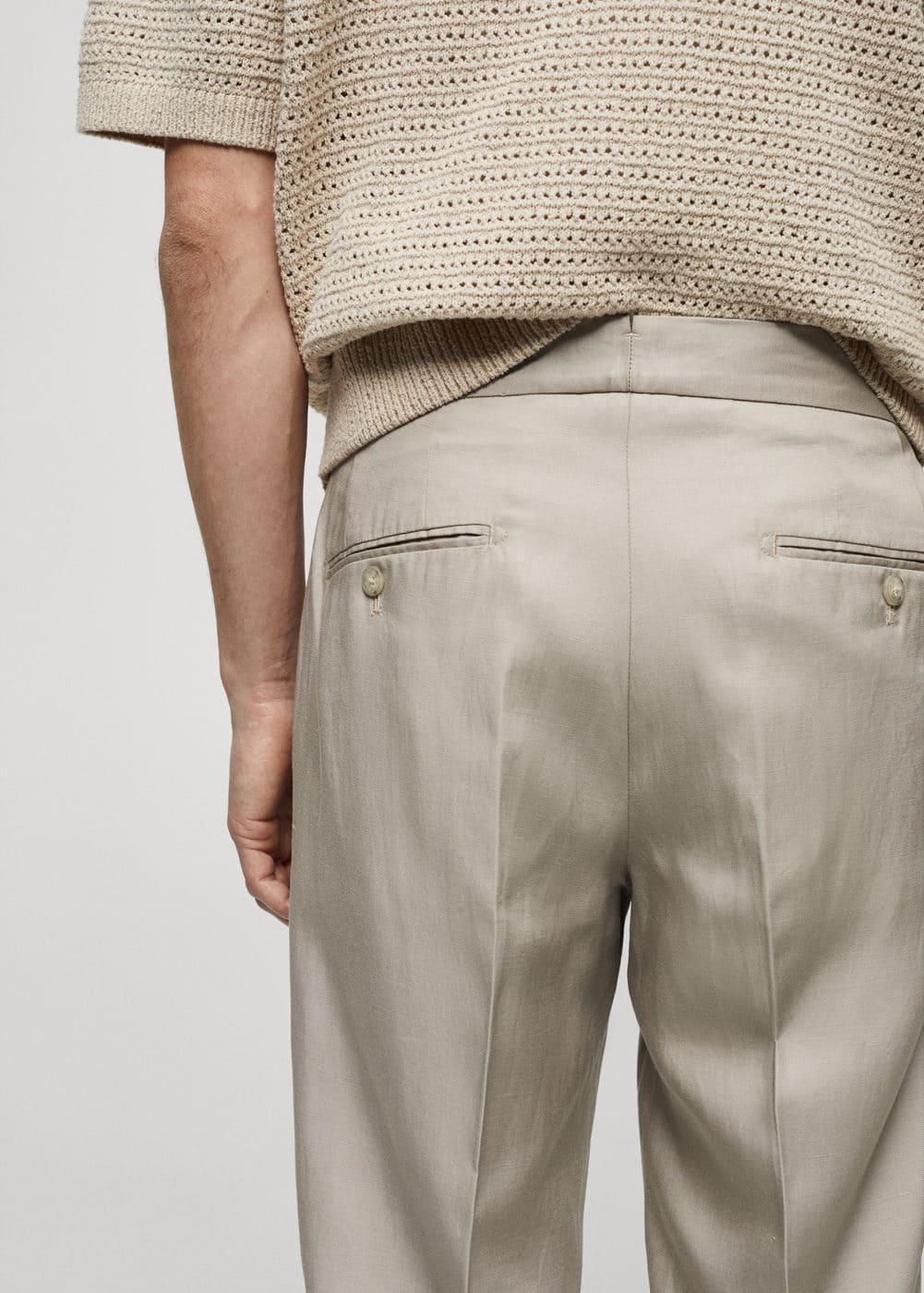 MANGO MAN - Linen blend pleated trousers light/pastel greyMen Product Image