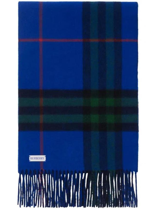 BURBERRY Reversible Checkered Scarf In Blue Product Image