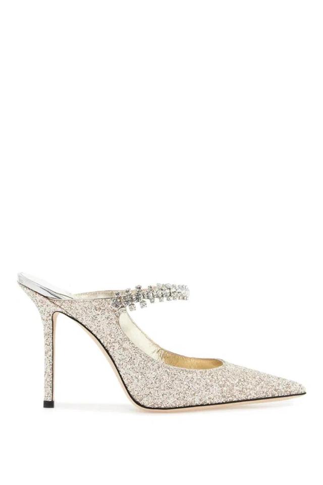 JIMMY CHOO Bing 100 Glitter Mules In Gold Product Image