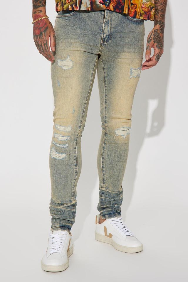 Stay Real Ripped Stacked Skinny Jeans - Medium Wash Product Image